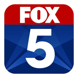 Fox 5 logo - text reads "fox 5" over blue and red background.