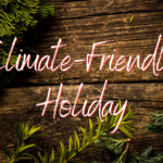 "Climate-Friendly Holiday" on wood with branches
