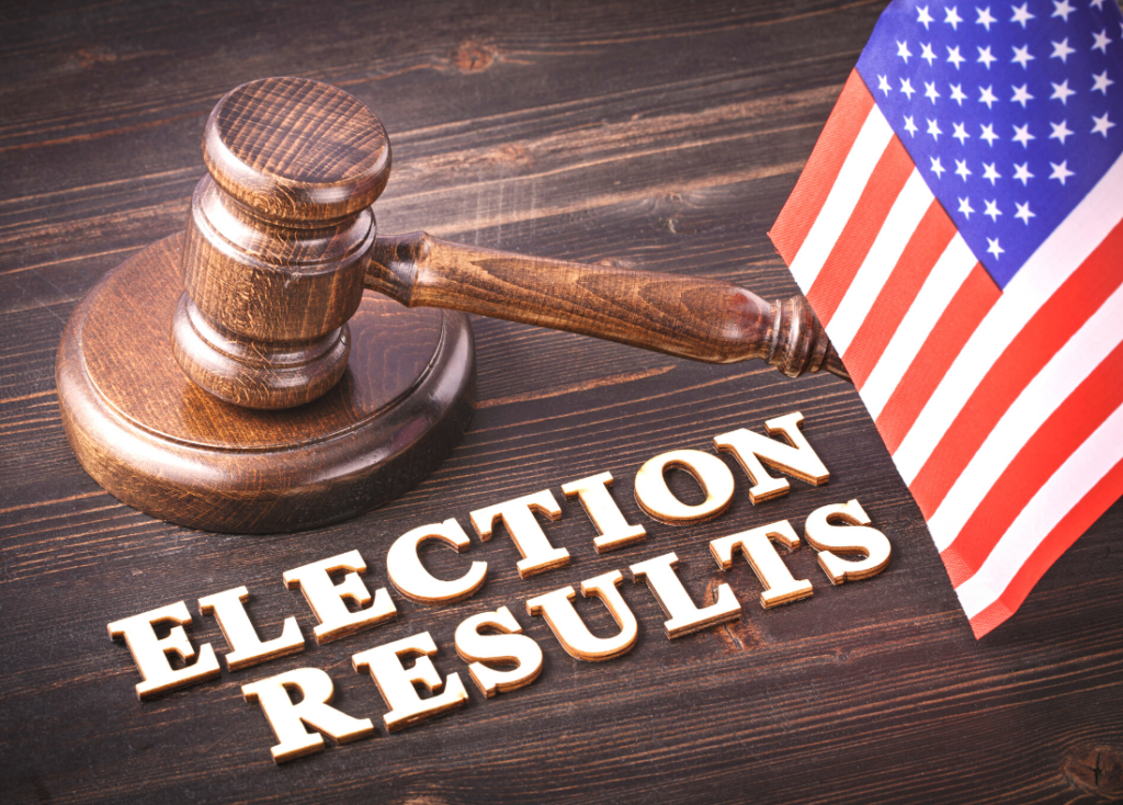 Election Results, American flag, gavel