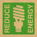 Graphic image of a light bulb and the words Reduce Energy