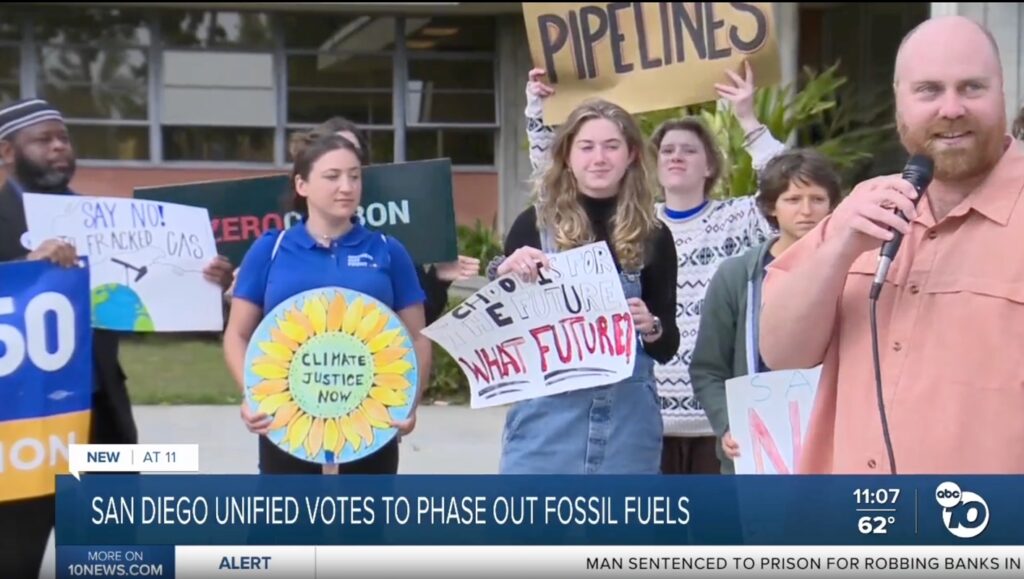 Youth holding signs on abc 10 news channel.