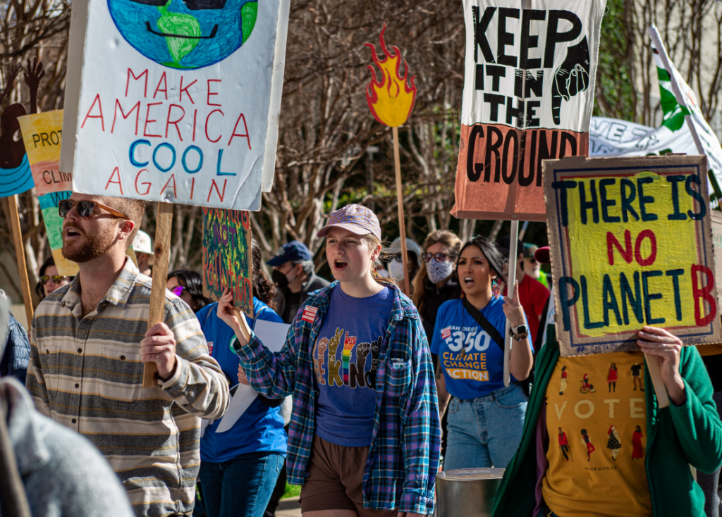 People holding signs and protesting