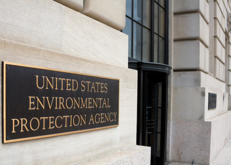 Plaque in front of building that reads: United States Environmental Protection Agency