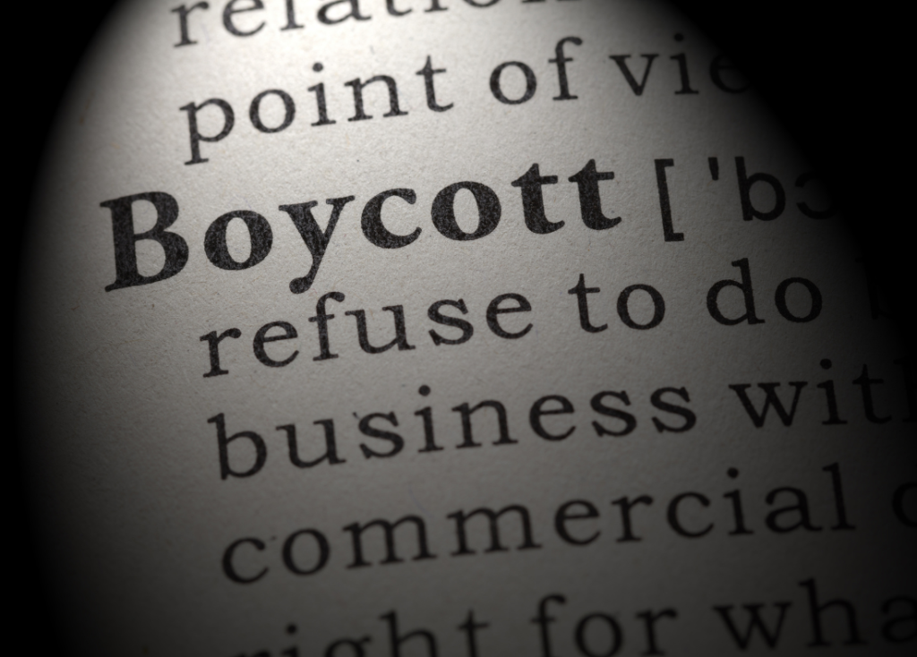 Boycott words on page with partial definition